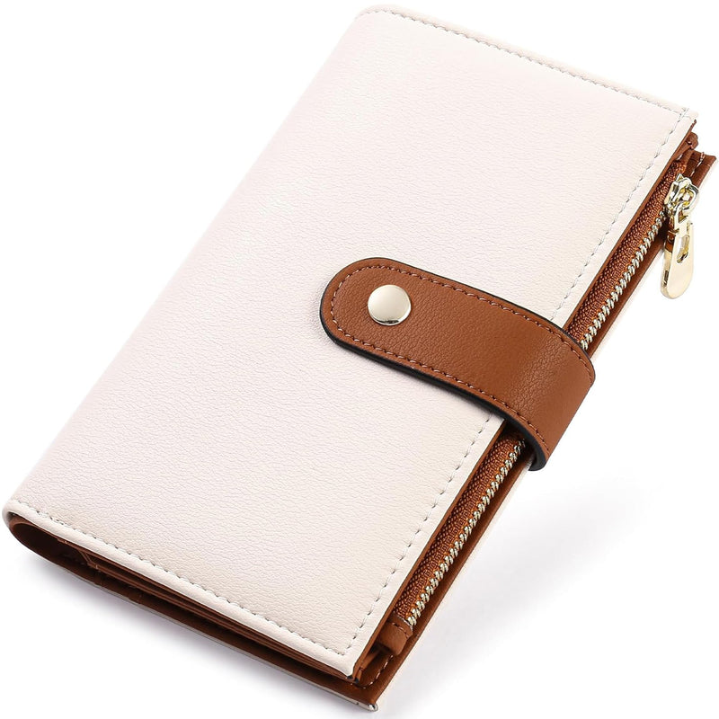 Women'S Wallets RFID Blocking Leather Trifold Clutch Wallet Credit Card Holder Ladies Travel Wallet Purse with Pen Holder
