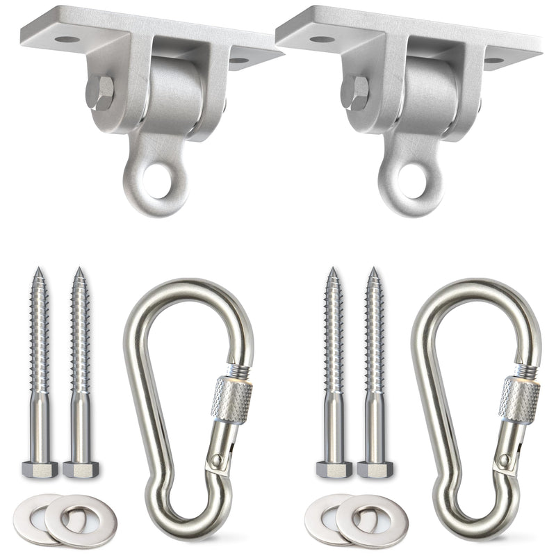 Jungle Gym Kingdom Swing Set Hangers - 2 Heavy Duty Brackets with Locking Snap Hooks for Porch, Patio, Playground - Indoor/Outdoor Hardware &