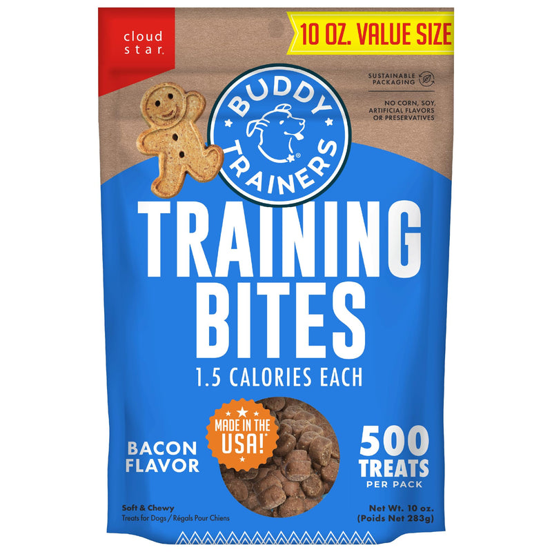 Buddy Biscuits Trainers Training Bites Soft & Chewy Dog Treats, Bacon, 10 oz. Pouch 10 Ounce (Pack of 1)