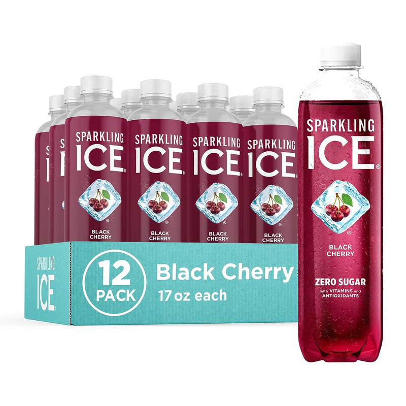 Sparkling Ice, Black Cherry Sparkling Water, Zero Sugar Flavored Water, with Vitamins and Antioxidants, Low Calorie Beverage, 17 Fl Oz Bottles