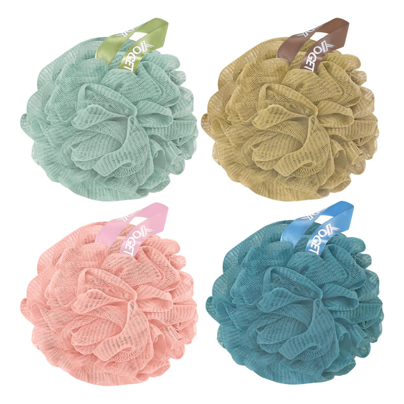 Yoget 4 Pack Shower Loofah Sponge, 60G Bath Loofa Exfoliating Body Scrubber Green