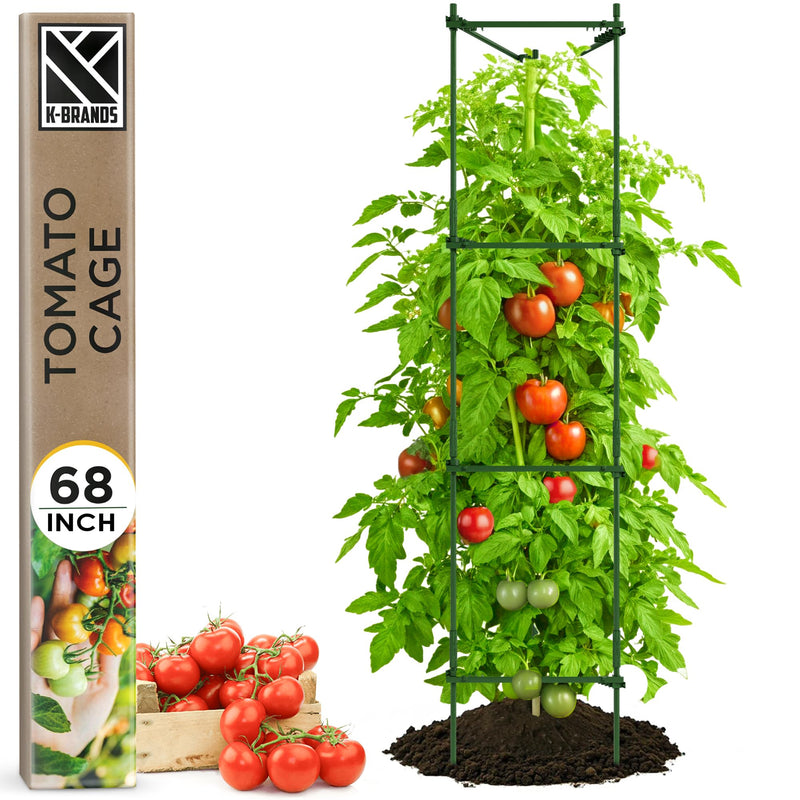 K-Brands Tomato Cage - Tomato Plant Stakes Support Cages, Trellis for Garden & Pots (Tall Upto 68 Inches)