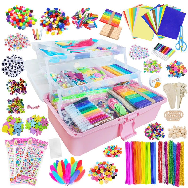 Itopstar 3000 Kids Arts and Crafts Supplies for Kids Crafting Supply in 3 Layered Plastic Art Box All in One Ages 8 9 10 11 & 12 Year Old Girls &