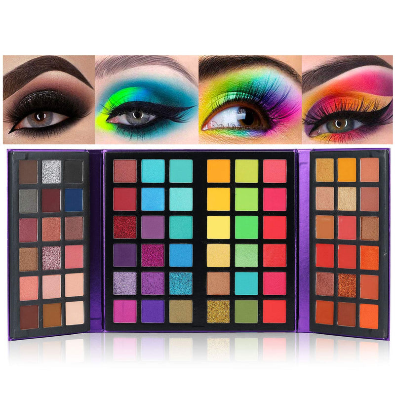 72 Colors Ultra Secret Eyeshadow Palette, 4 In1 Color Board Matte Shimmer Glitter Nude Natural All in One Makeup Palette Blendable Pigmented Make