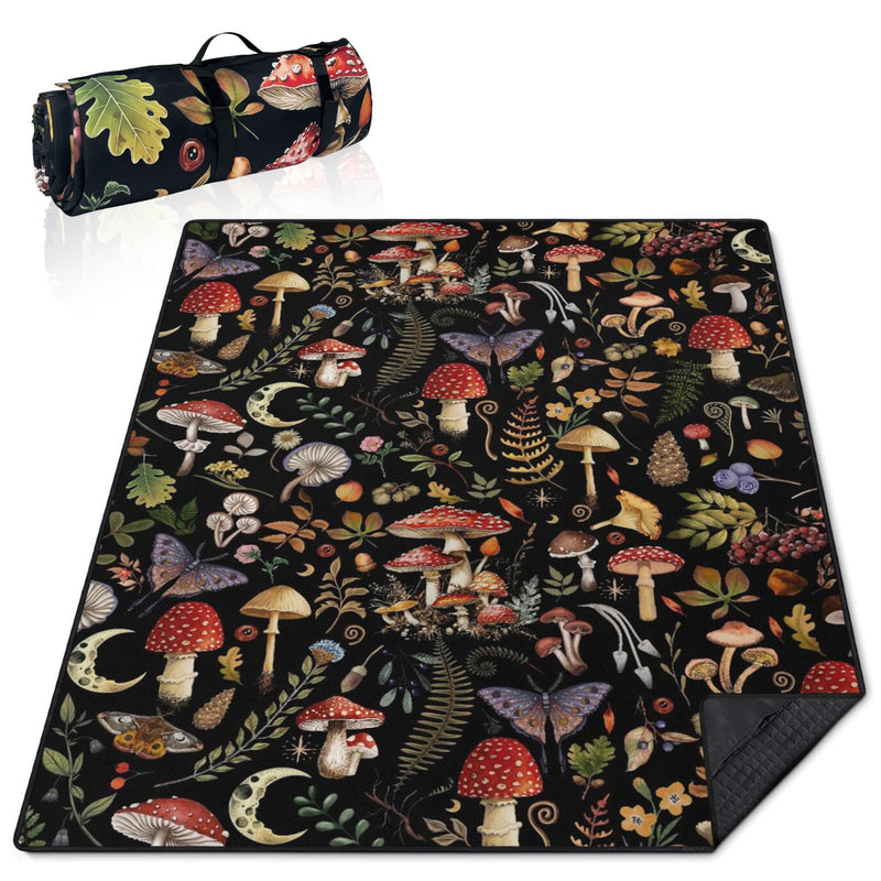 Supfitness Extra Large Picnic Blankets Waterproof Foldable (60"x 80") Mushroom Beach Blanket Waterproof Sandproof,3-Layer Thicking Mat Outdoor