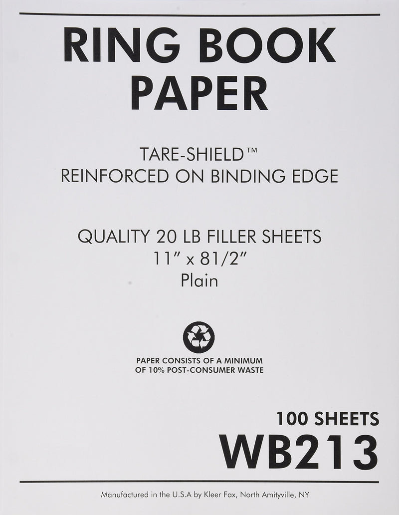 Sparco Reinforced Filler Paper, Plain, 11 x 8-1/2 Inches, White (SPRWB213) Unruled