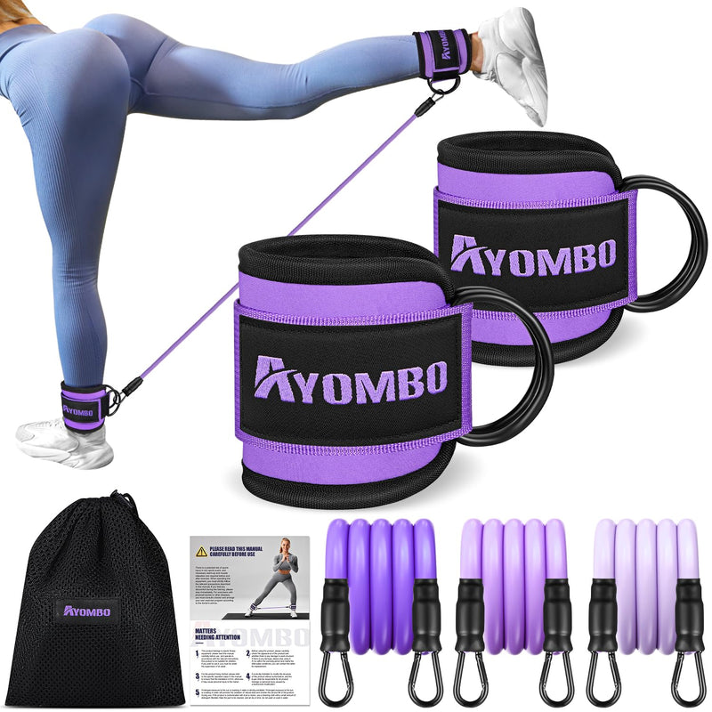 Ayombo Ankle Resistance Bands with Cuffs, Home Gym Workout Equipment, Lifting Glute Butt Exercise Equipment for Women, Ankle Weights Fitness Set,