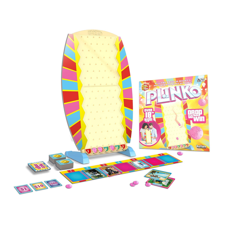 Buffalo Games Plinko Board Game - Model Plink Hi-Lo, 18-Inch, Multicolor - Fast-Paced Prize Drop & Bounce Action - Two-Player Tabletop Games for