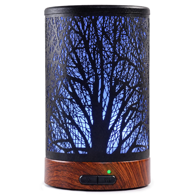 EQUSUPRO Essential Oil Diffuser 150ml Black Metal Aromatherapy Oil Diffuser Ultrasonic Cool Mist Diffuser with Auto Shut-Off Protection,7 Colors