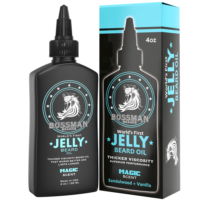 Bossman Jelly Beard Oil for Men (4 Oz, Magic Scent) â Softens, Moisturizes & Conditions with Natural Ingredients