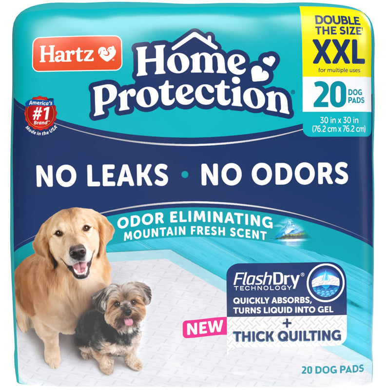 Hartz Home Protection Mountain Fresh Scented Dog Pads, XXL 20 Count, Super Absorbent & Won'T Leak, Odor Eliminating