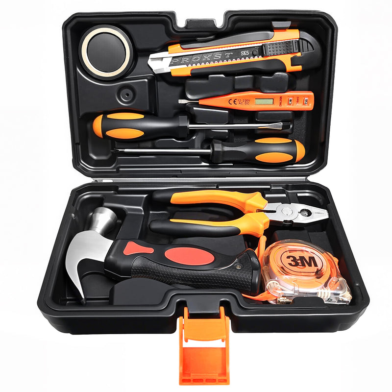 8 Piece Hand Tool Set, High Strength Steel Tools for Home Repair, Car Maintenance, Furniture Assembly with Convenient Storage Case, Basic Tool Kit