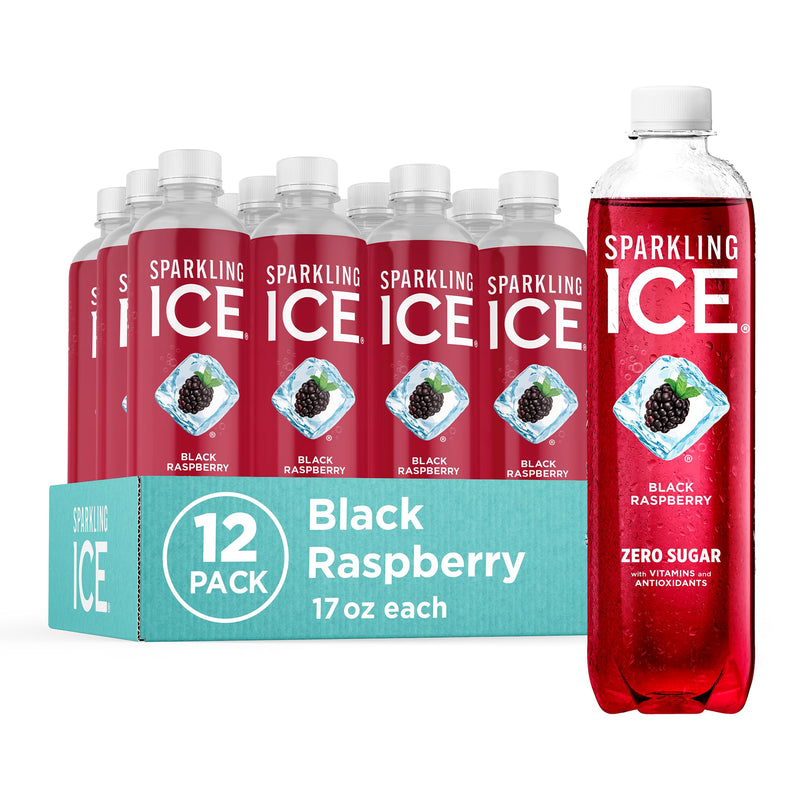 Sparkling Ice, Black Raspberry Sparkling Water, Zero Sugar Flavored Water, with Vitamins and Antioxidants, Low Calorie Beverage, 17 fl oz Bottles