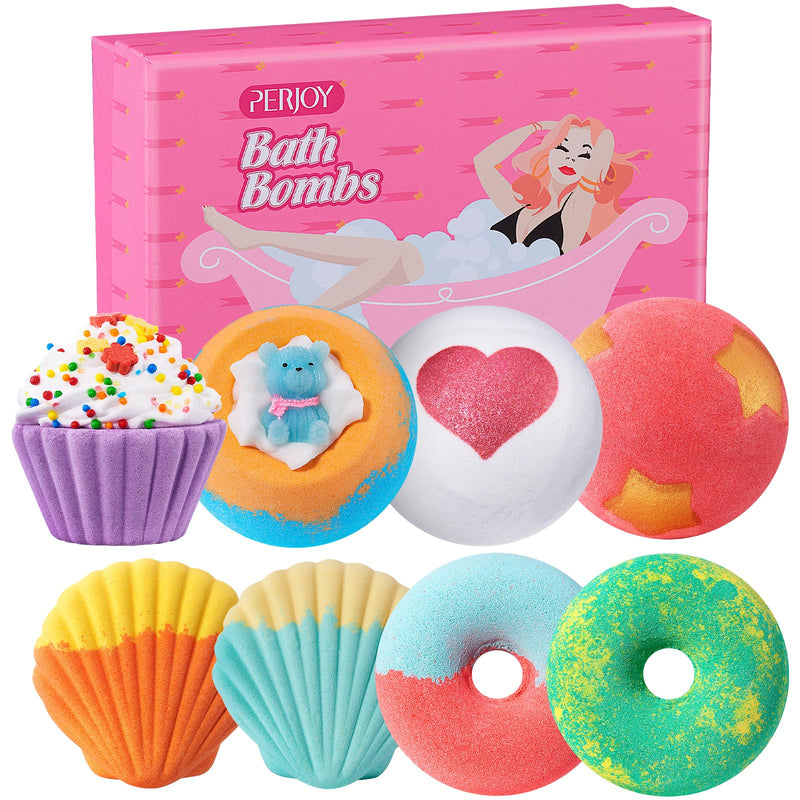 Bath Bombs for Girls Kids & Women, 8Pcs Organic Bath Bombs, Bubble Bath Self Care Valentines Birthday Christmas Gifts for Kids Girls, Mothers Day
