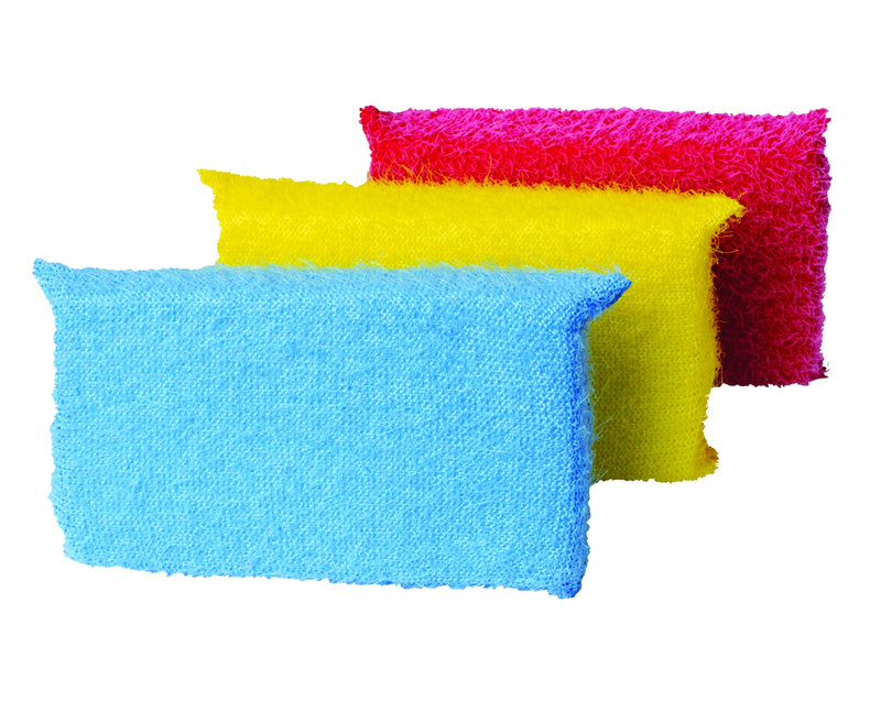 Casabella Multicolor Cellulose Scrub Sponges, Pack of 3, Blue/Yellow/Pink, 3 Count