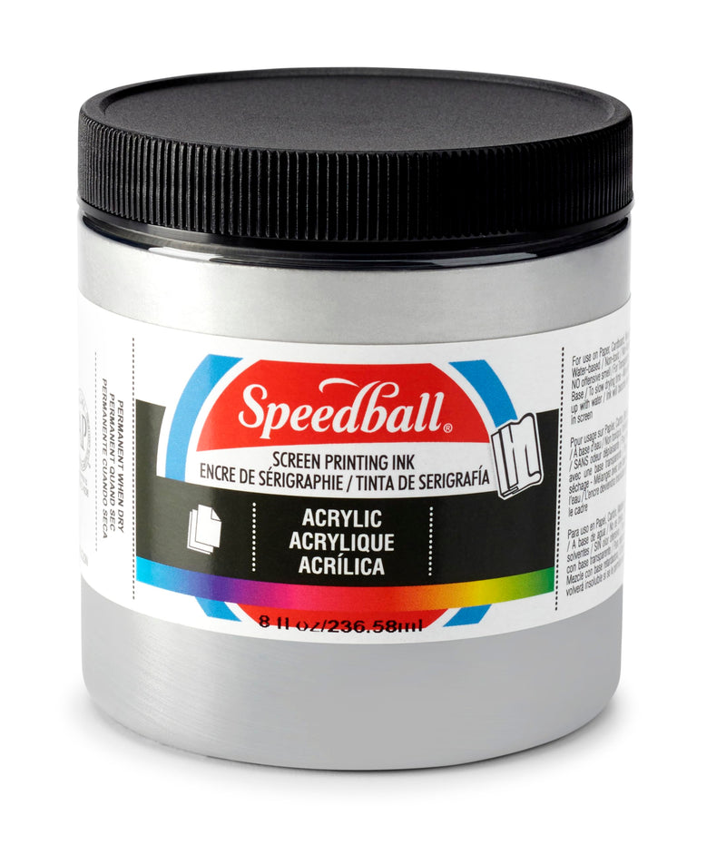 Speedball 4629 00 Acrylic Screen Printing Ink, 8 fl. oz., Silver (Pack of 12)