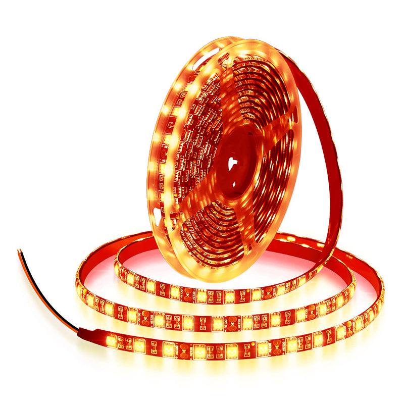 ALITOVE Orange LED Strip Lights 16.4ft 5050 SMD Black PCB 5M 300 LEDs Waterproof IP65 12V DC for Home Hotels Clubs Shopping malls Cars Lighting