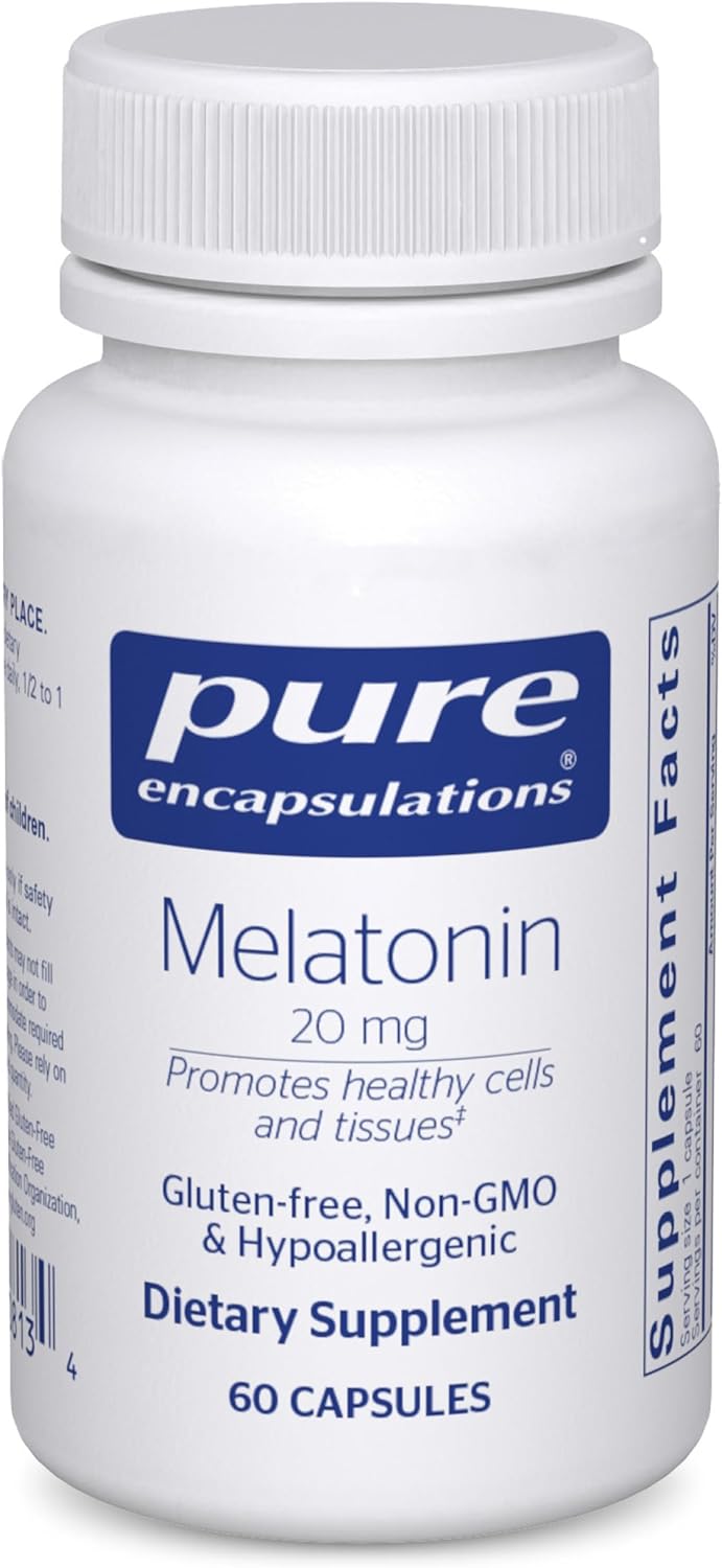 Pure Encapsulations Melatonin 20 Mg - Not Intended for Sleep Support - for Immune System & Healthy Cells - 99.5% Purity Melatonin - Gluten Free &