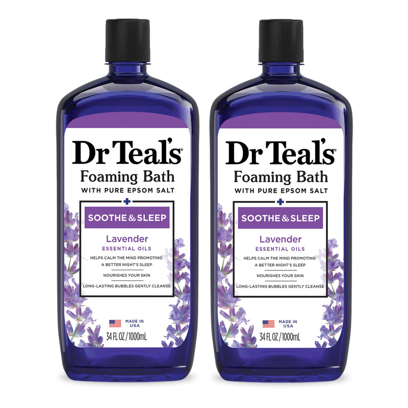 Dr Teal's Foaming Bath with Pure Epsom Salt, Soothe & Sleep with Lavender, 34 fl oz (Pack of 2) 68 Fl Oz (Pack of 1) Lavender