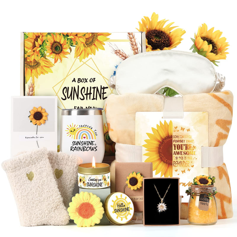 Sending Sunshine Gift for Women, Sunflower Gift Set for Mom, Care Package, Birthday Gifts Box,Thinking of You Gifts for Women, Friend, Sister, Mom