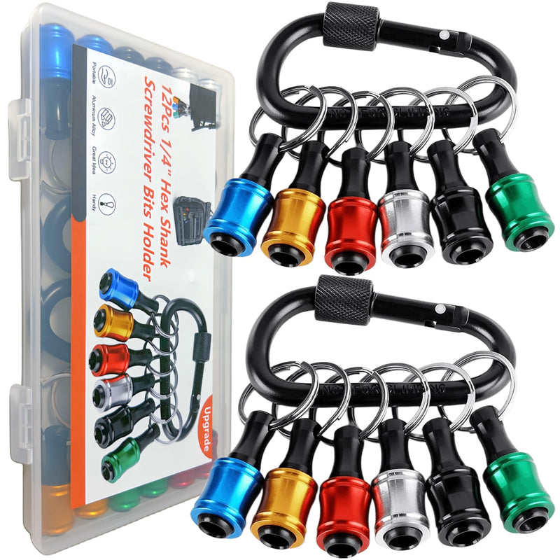 12PCS Bit Holders 1/4 Socket, Hex Shank Screwdriver Bit Holder for Impact Driver Drill Bit Keychain Extension Bar Quick Release Easy Change,