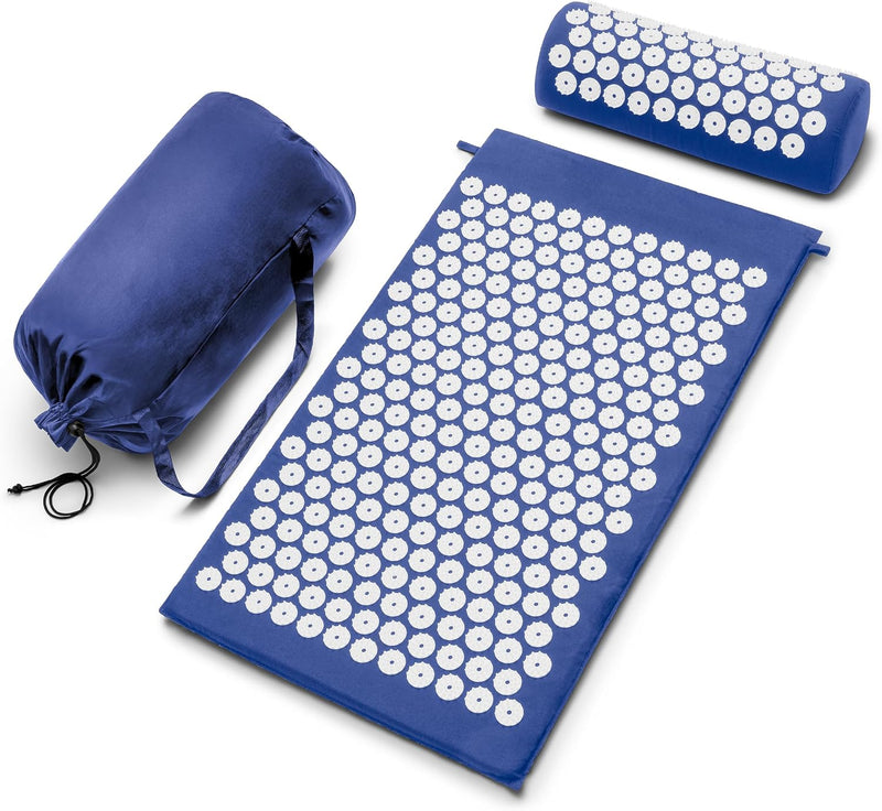 Sivan Health and Fitness Acupressure Mat and Pillow Set - Grounding Mat for Stress, Back & Neck Pain - Acupuncture Point Massage Mat for Muscle