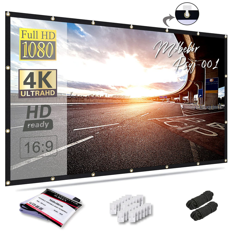 Mdbebbron 120 inch Projector Screen 16:9 Foldable Anti-Crease Portable Projector Movies Screens for Home Theater Outdoor Indoor Support Double