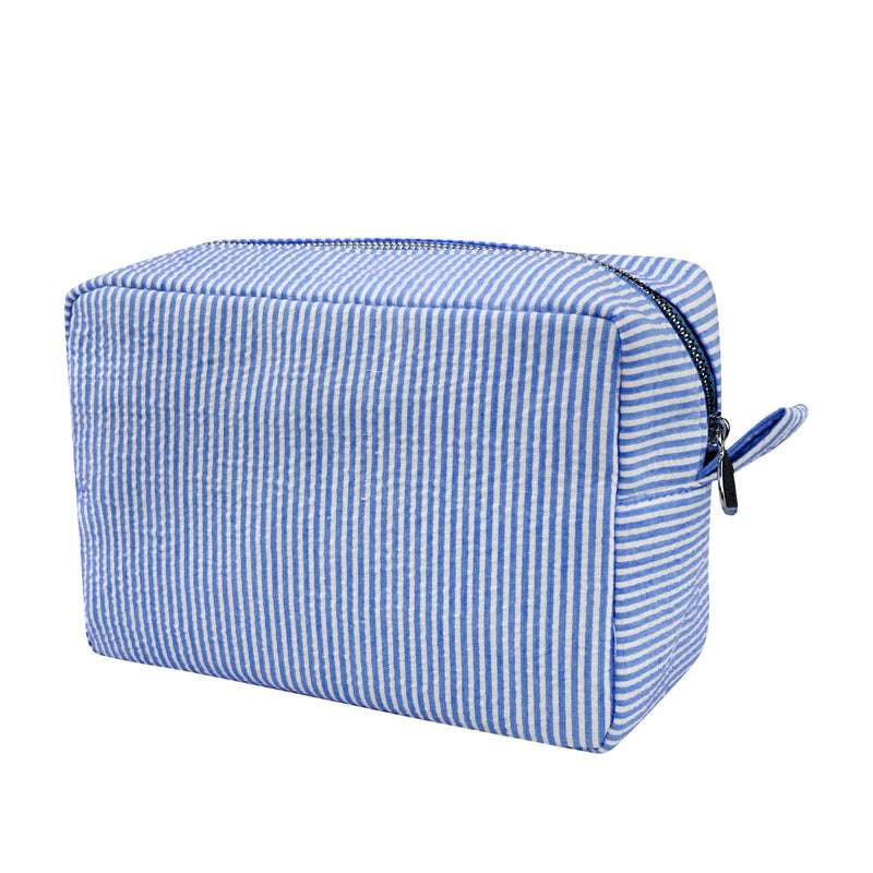 GFU Makeup Bag for Women, Cute Cosmetic Bag, Lightweight Toiletry Make up Bag, Large Seersucker Aesthetic Organizer Storage Pouch for Girls, Women