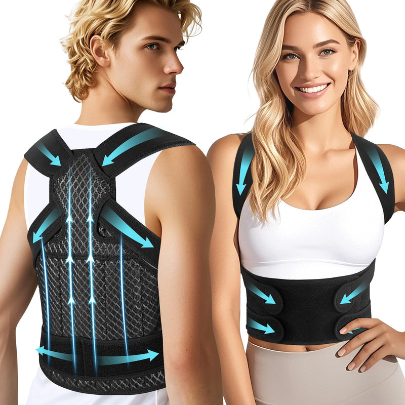 Full Back Support Brace Posture Corrector for Women and Men,Adjustable Breathable Low and Upper Back Brace Straightener and Posture Correctors