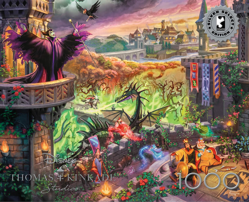 Buffalo Games - Silver Select Thomas Kinkade Disney Maleficent 1000 Piece Jigsaw Puzzle for Adults – Precision-Cut Pieces, Beautiful Artwork, and