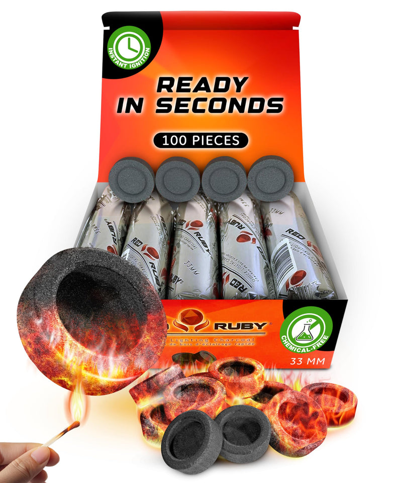Coal Disks for Incense - Pack of 100 Coal Briquettes - 10 Rolls of 10 Tablets - Quicklighting - Slow Burning 10 Count (Pack of 10)