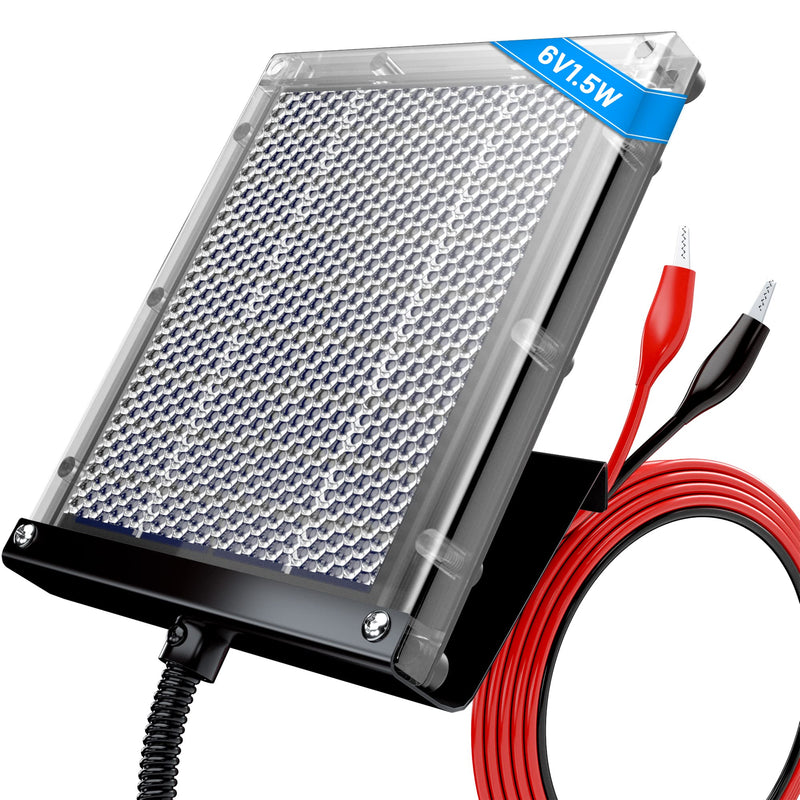 POWOXI 6V 1.5W Deer Feeder Solar Panel Battery Charger IP65 Waterproof | Keep Your Deer Feeder Charged | 95% Clear PC Panel & Fast 6V Charge |