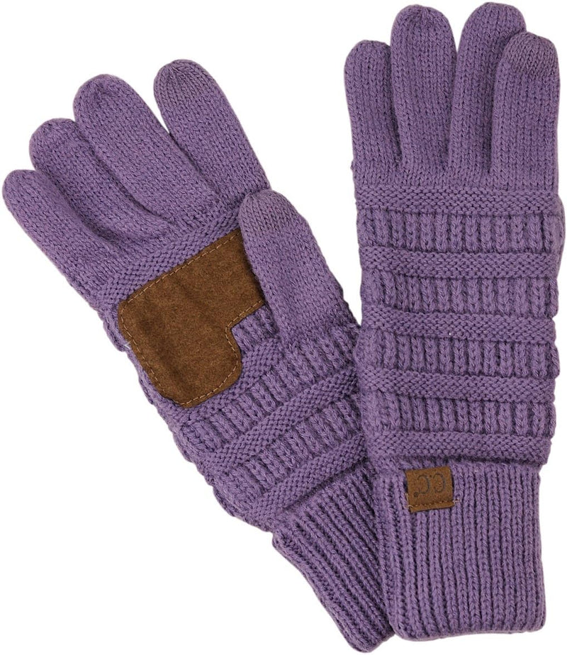 C.C Unisex Cable Knit Winter Warm Anti-Slip Touchscreen Texting Gloves One Size Violet