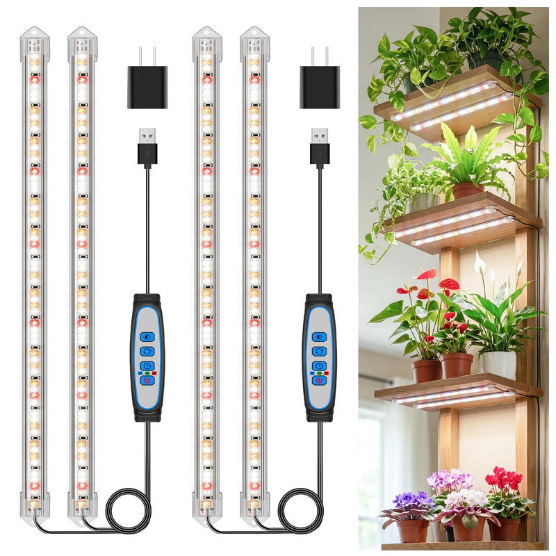 Kullsinss 16in Grow Light Strips, 120 LEDs Full Spectrum Indoor Plant Light | Under Cabinet Growing Lamp with 6/12/16H Auto Timer, 5 Dimmable