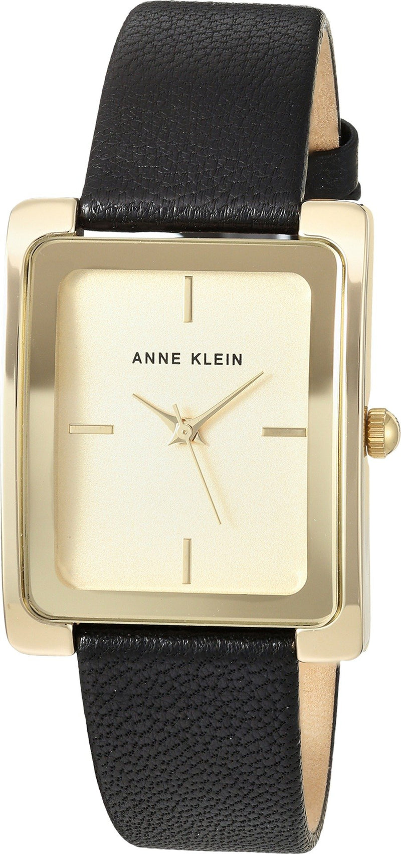 Anne Klein Women's Leather Strap Watch Black/Gold