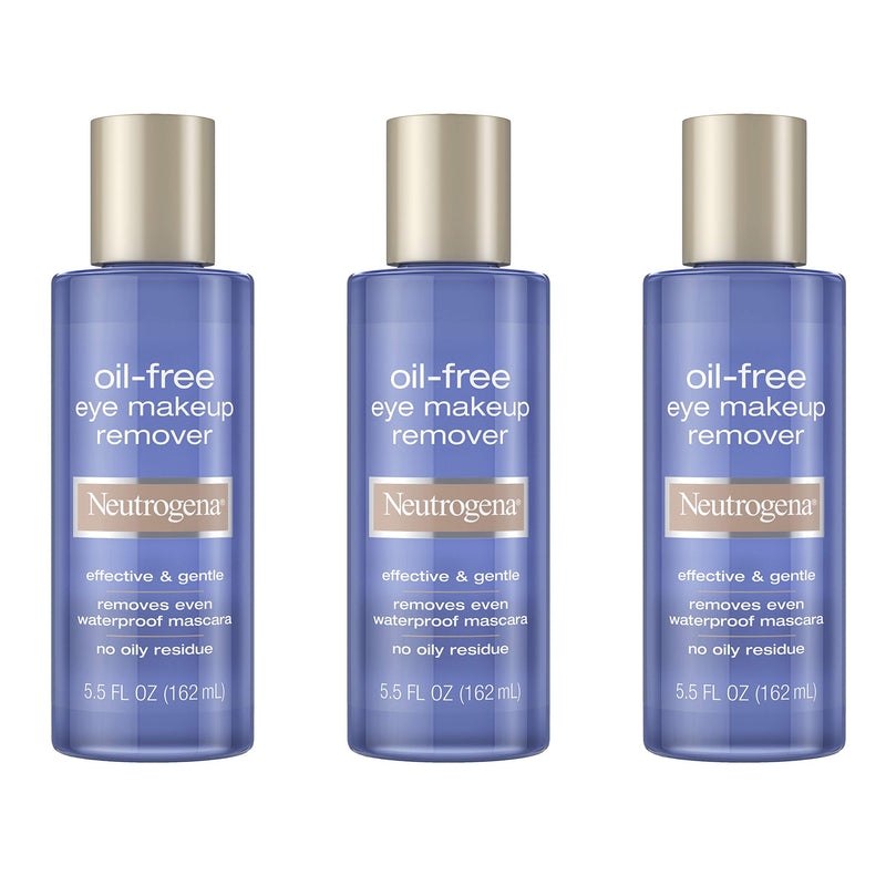 Neutrogena Gentle Oil-Free Eye Makeup Remover & Cleanser, 5.5 fl oz, 3 Pack 5.5 Fl Oz (Pack of 3)