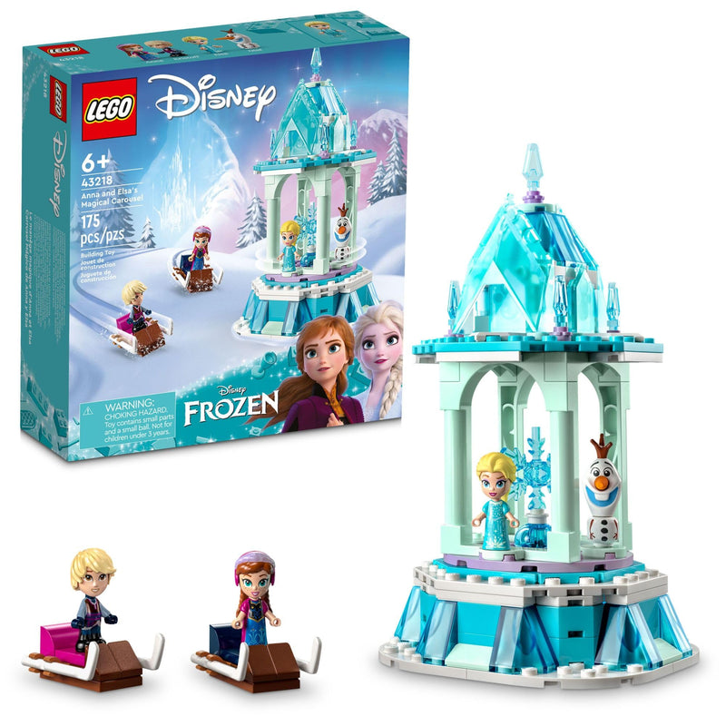 LEGO Disney Frozen Anna and Elsa’s Magical Carousel 43218 Ice Palace Building Toy Set with Disney Princess Elsa, Anna and Olaf, Great Birthday
