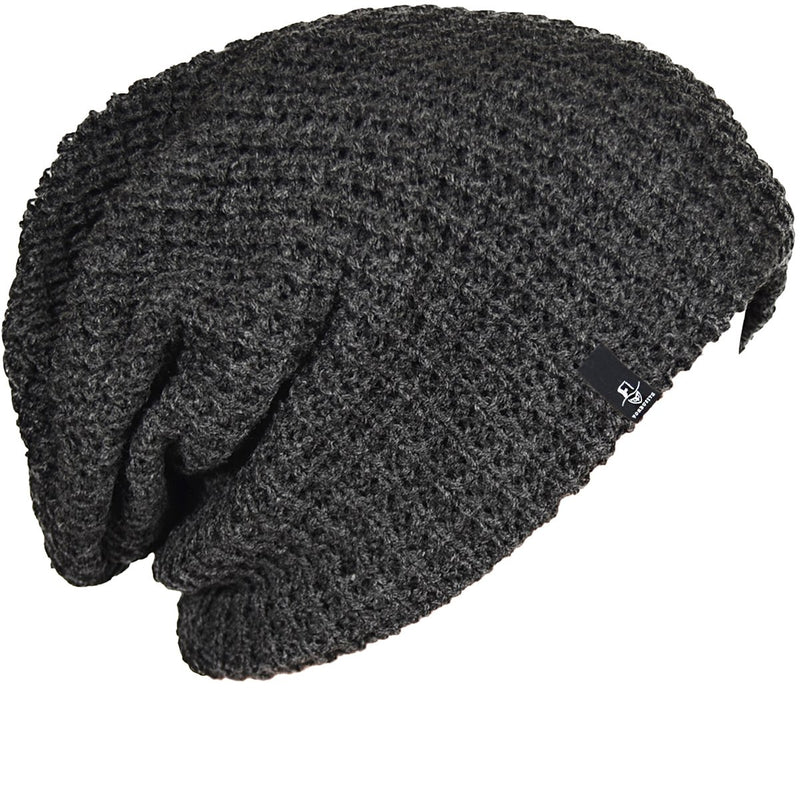 FORBUSITE Mens Slouchy Long Beanie Knit Cap for Summer Winter, Oversize Large B08-dark Grey