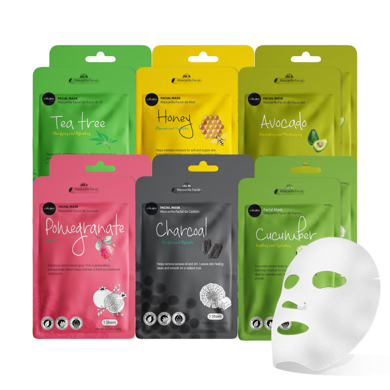 celavi Essence Facial Face Mask Paper Sheet Korea Skin Care Moisturizing 6 packs for each 6 flavors (New) K-Beauty Skincare 36 masks in a pack