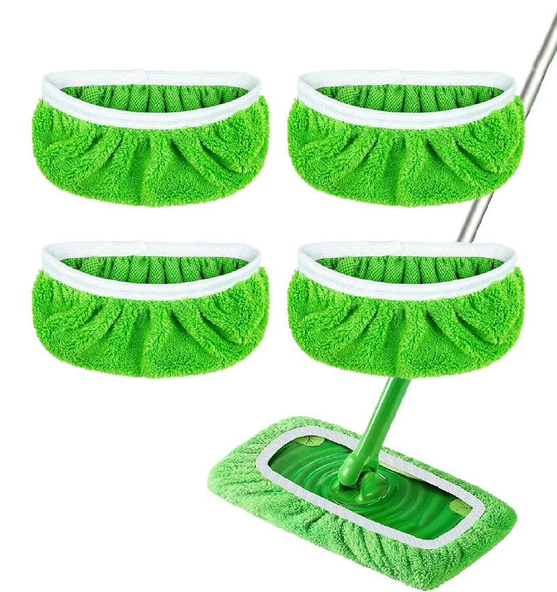 4 Pack Reusable Microfiber Mop Pads for Swiffer Sweeper - Wet & Dry Cleaning Cloths - Mop Head Replacement Washable Refills for Household Floors