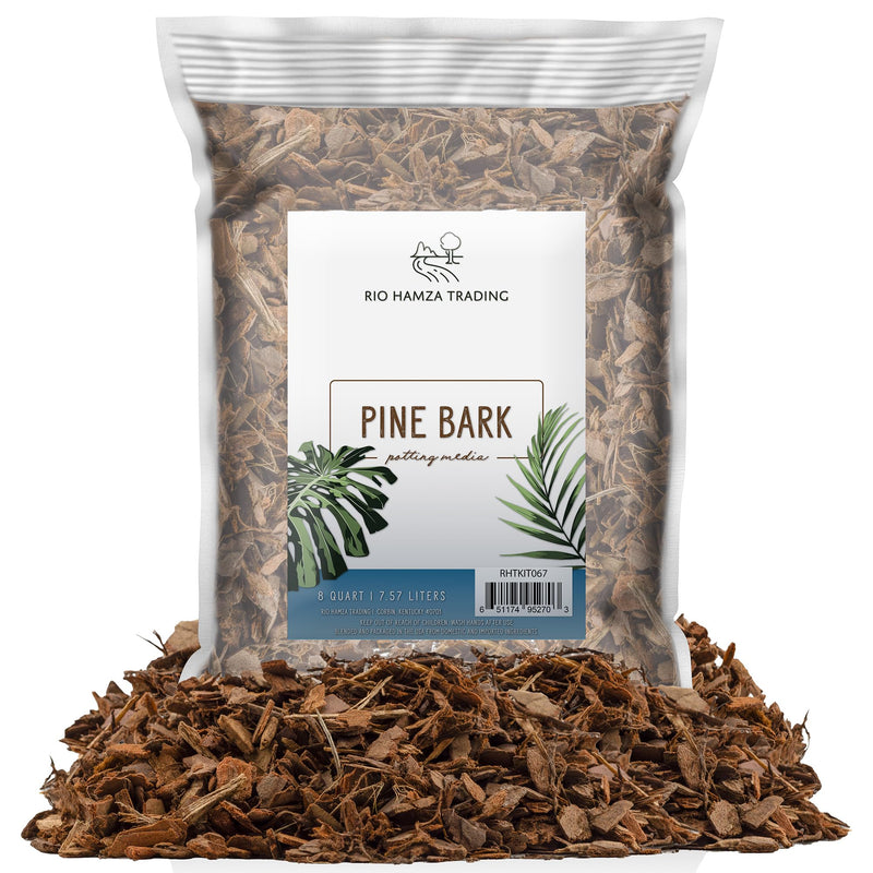 100% Natural Pine Bark Mulch Nuggets (8 Quarts), Small Mulch Chips for Indoor/Outdoor Container Gardening, Ideal for Soil Supplement, Houseplant
