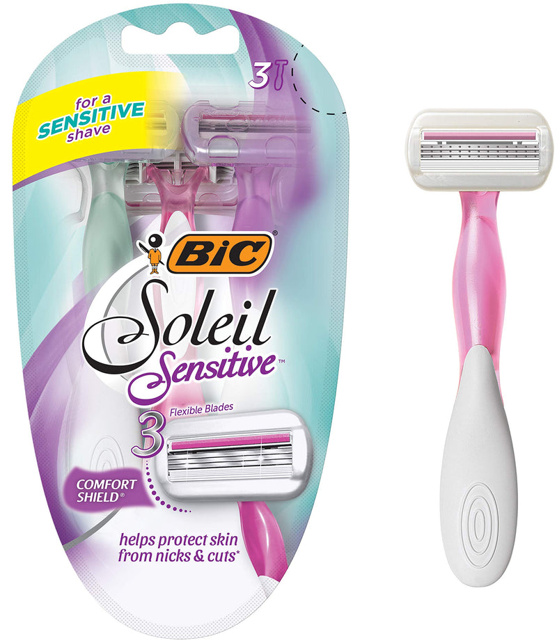BIC Soleil Glow Razors, 3 Count Silver 3 Count (Pack of 1)