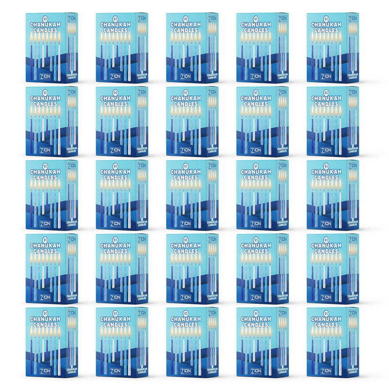 Hanukkah Menorah Candles Box of 44 Multi-Blue with Prayer Card - Spiral Style Quality Wax Chanukah Candles - Fits Most Menorahs – Enough for All 8