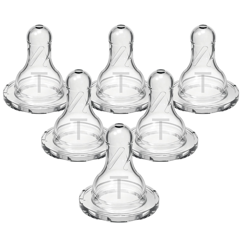 Dr. Brown's Natural Flow Level T Narrow Baby Bottle Nipple, Newborn Slow Flow, 0m+, 100% Silicone, 6-Pack
