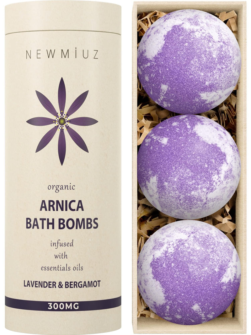 Arnica Bubble Bath Bombs Lavender Bergamot Essential Oils Luxurious Mega Foaming Bath Bombs for Dry Skin Nourishment Moisturizing Blissful Bath