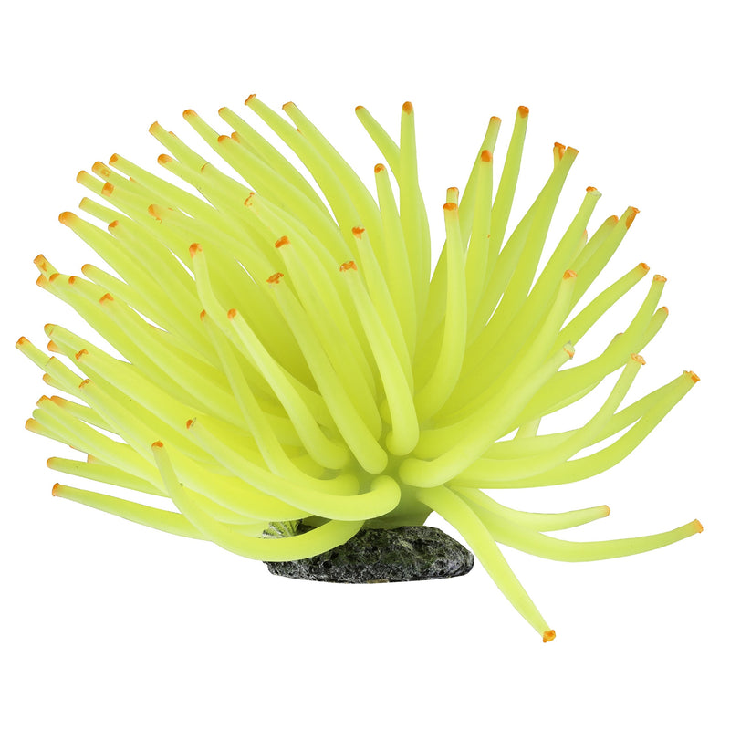GloFish Yellow Anemone Ornament, Detailed Aquarium Ornament, Creates A Glowing Effect One Size Fits All Large - Yellow