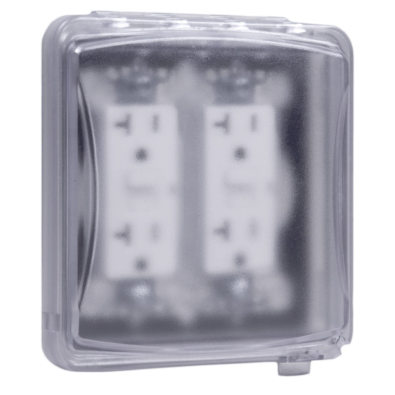 TayMac MM1410C 55-in-1 Configurations 2-Gang, Vertical Weatherproof Plastic Flat Cover, Clear 2 Gang (Pack of 1)
