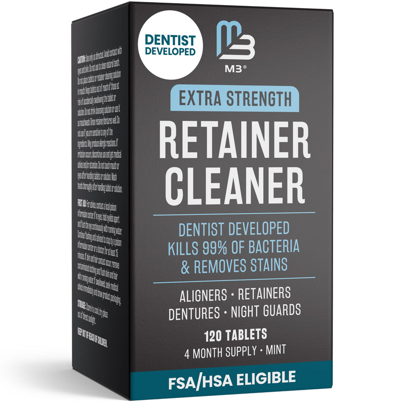 Retainer Cleaner Tablets, Denture Cleaner, Mint, 4 Month Supply by M3 120 Count (Pack of 1)