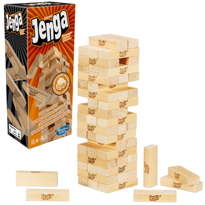 Jenga Game | the Original Wood Block Game with Genuine Hardwood Blocks | Stacking Tower Game | Ages 6+ | 1 or More Players | Party Games for Kids