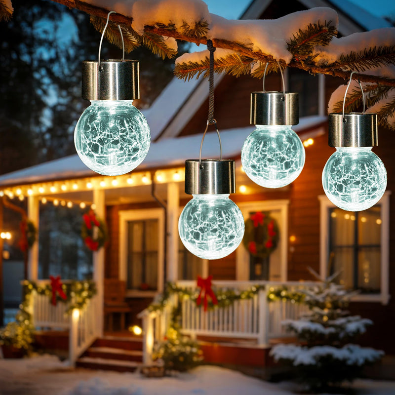 GIGALUMI Solar Lights Outdoor Waterproof, 8 Pack Solar Hanging Lights Garden Decor, Gifts for Women, Solar Outdoor Lantern Waterproof Cracked